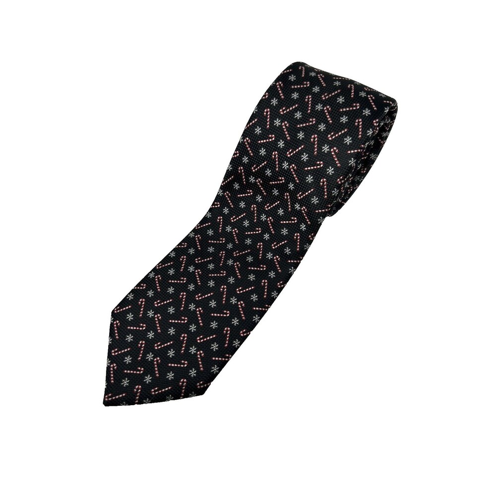 Celebrate Together Black Candy Cane Tie‎ L 54.75" W 3" - Picture 2 of 4
